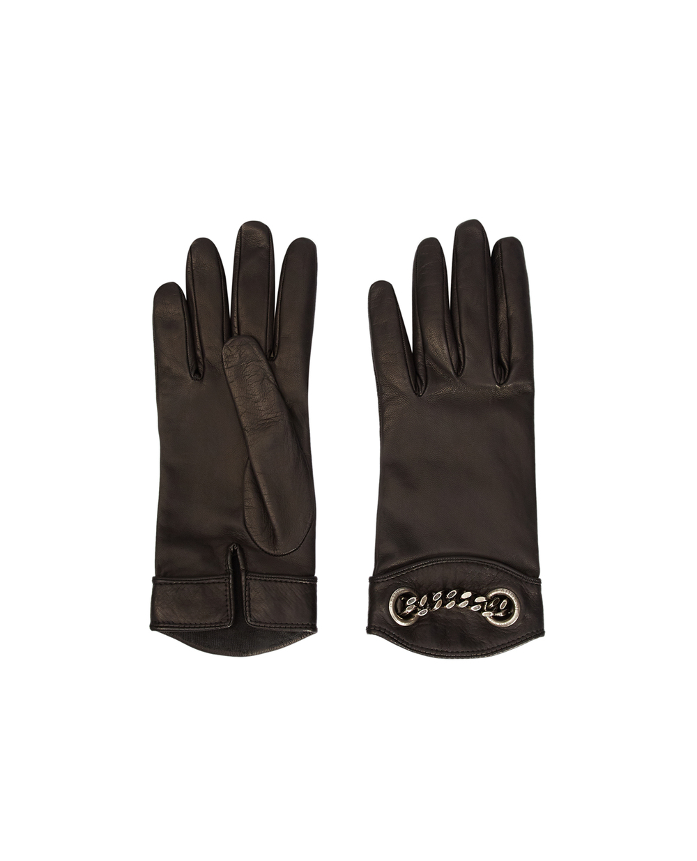 Шкіряні рукавички Saint Laurent 676909-3YI53, чорний колір • Купити в інтернет-магазині Kameron