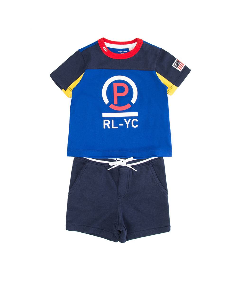 Детский спортивный костюм (футболка, шорты) Polo Ralph Lauren Kids 320738008001, синий цвет • Купить в интернет-магазине Kameron