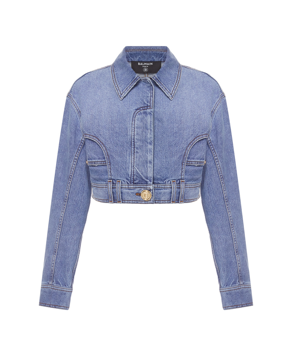 Джинсовая куртка Balmain VF0TC015D113, голубой цвет • Купить в интернет-магазине Kameron