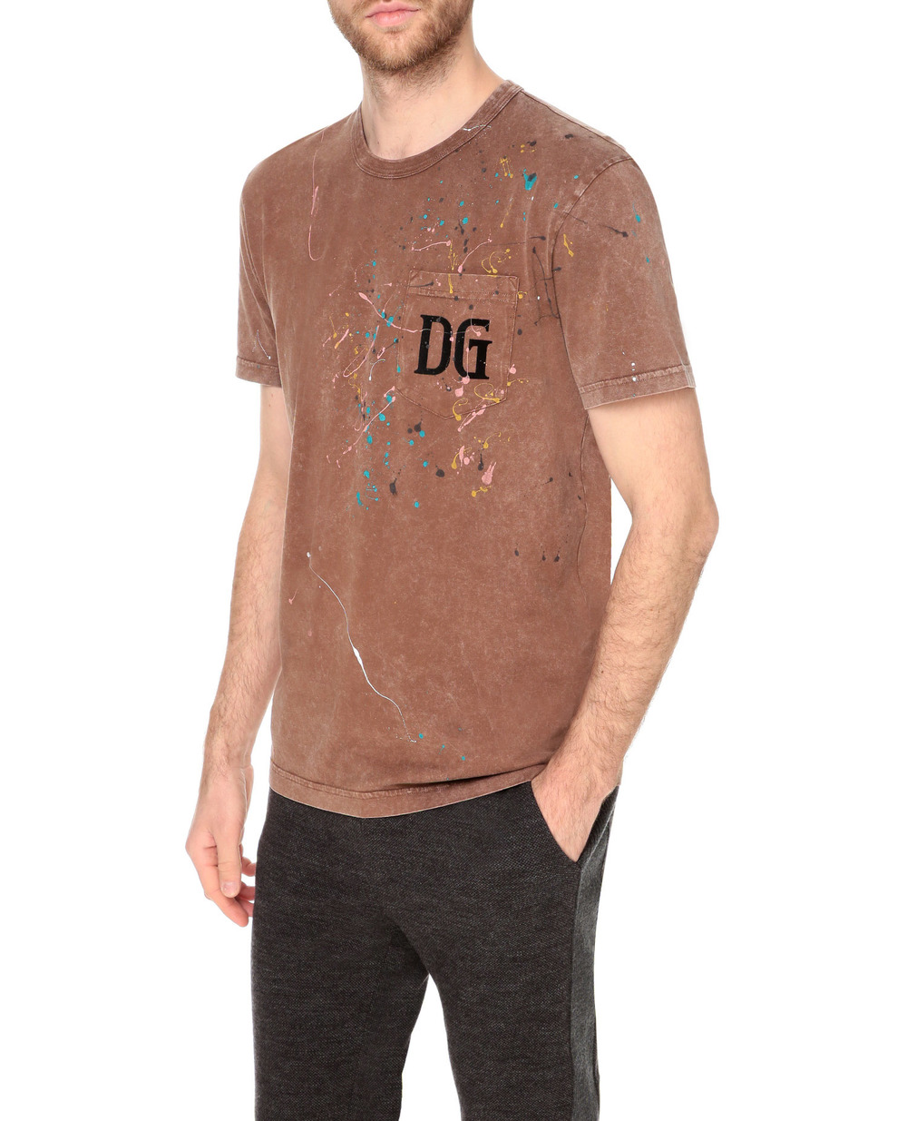 Футболка Dolce&Gabbana G8LW3T-G7XSS, коричневий колір • Купити в інтернет-магазині Kameron