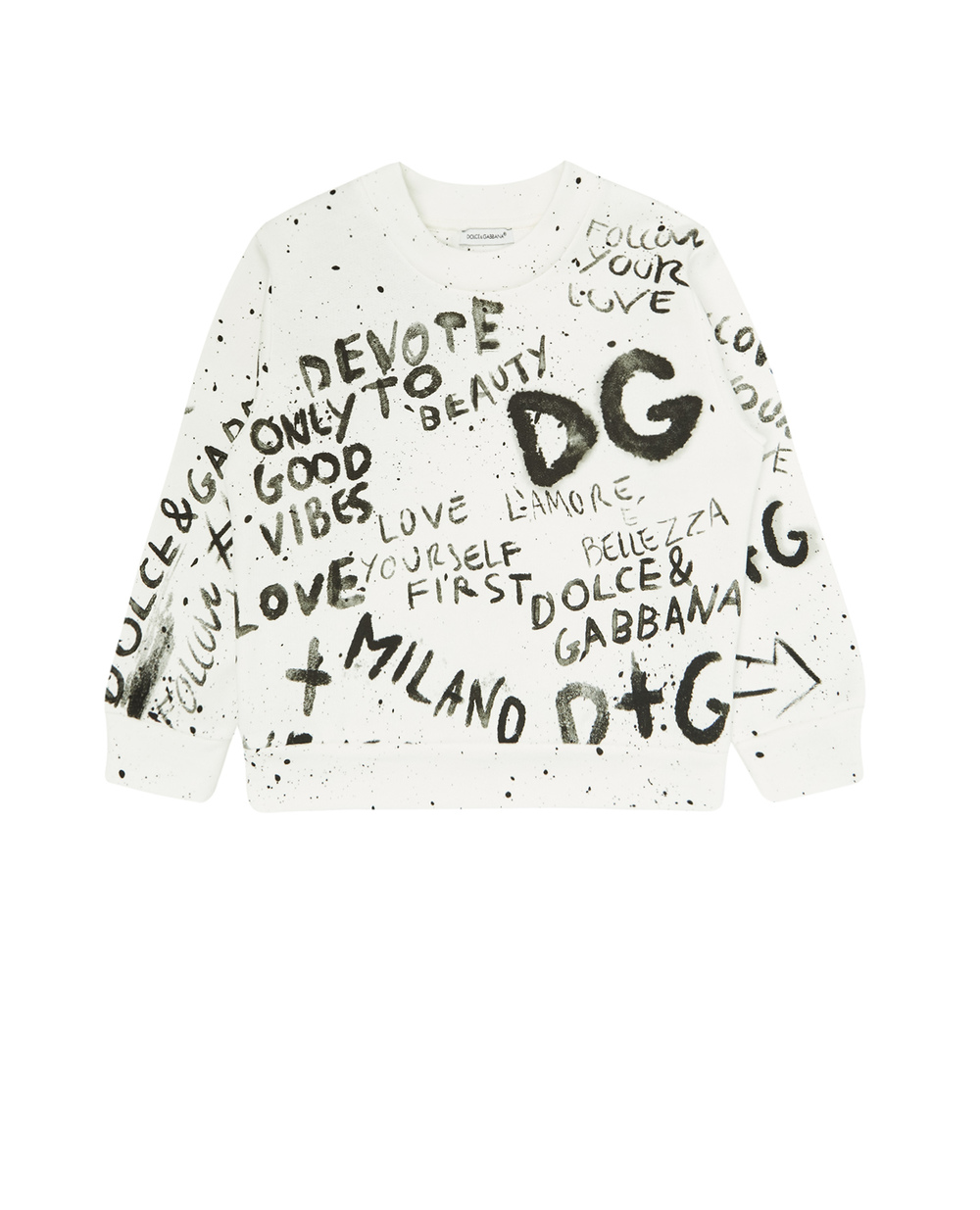 Свитшот Dolce&Gabbana Kids L4JW7O-G7BJR-S, белый цвет • Купить в интернет-магазине Kameron