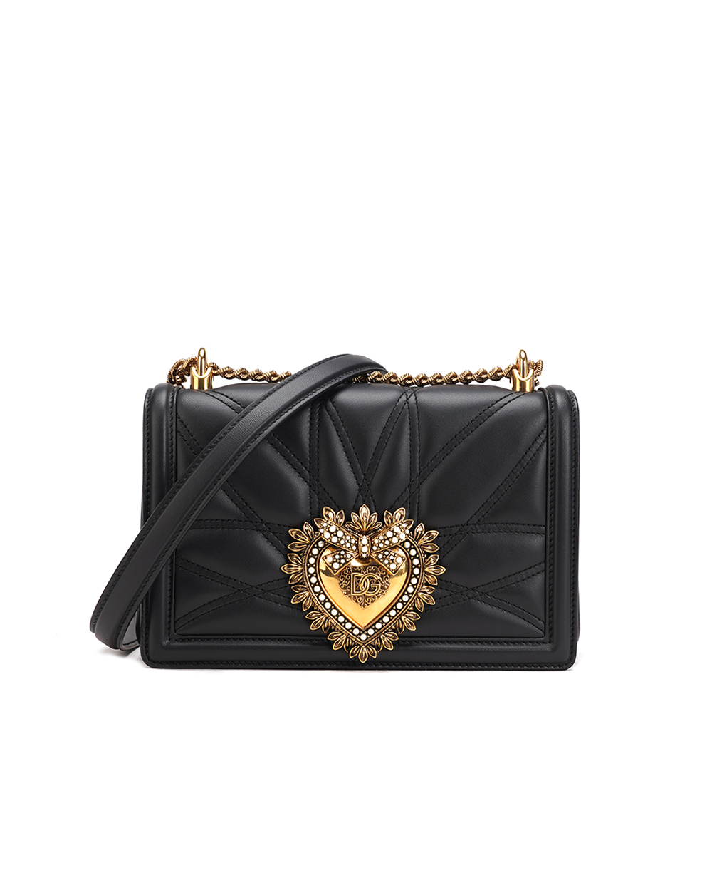 Шкіряна сумка Devotion Medium Dolce&Gabbana BB7158-AW437, чорний колір • Купити в інтернет-магазині Kameron