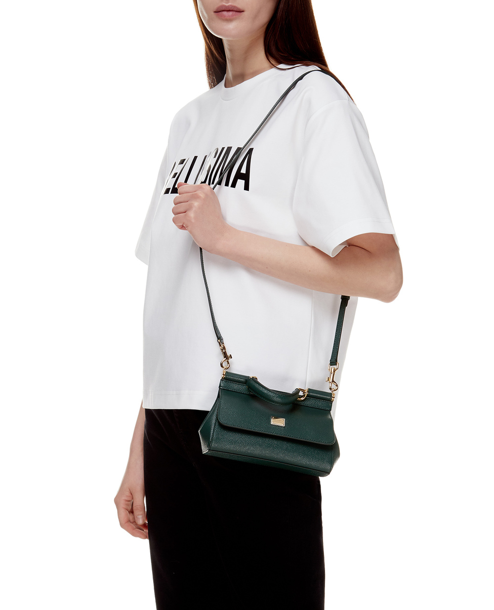 Кожаная сумка Sicily Small Dolce&Gabbana BB7116-A1001, зеленый цвет • Купить в интернет-магазине Kameron