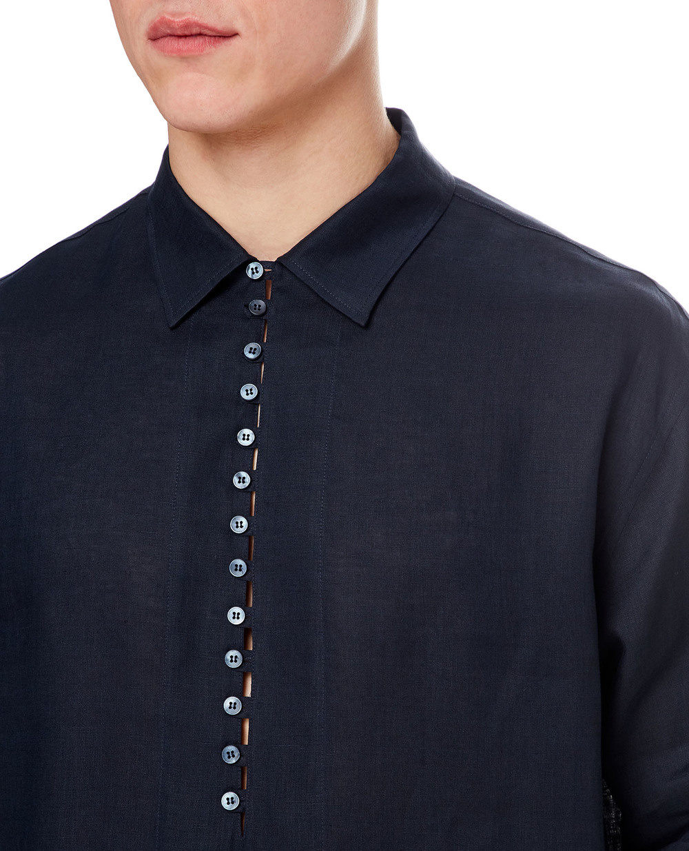 Льняная рубашка Dolce&Gabbana G5GJ2T-FU4IK, синий цвет • Купить в интернет-магазине Kameron