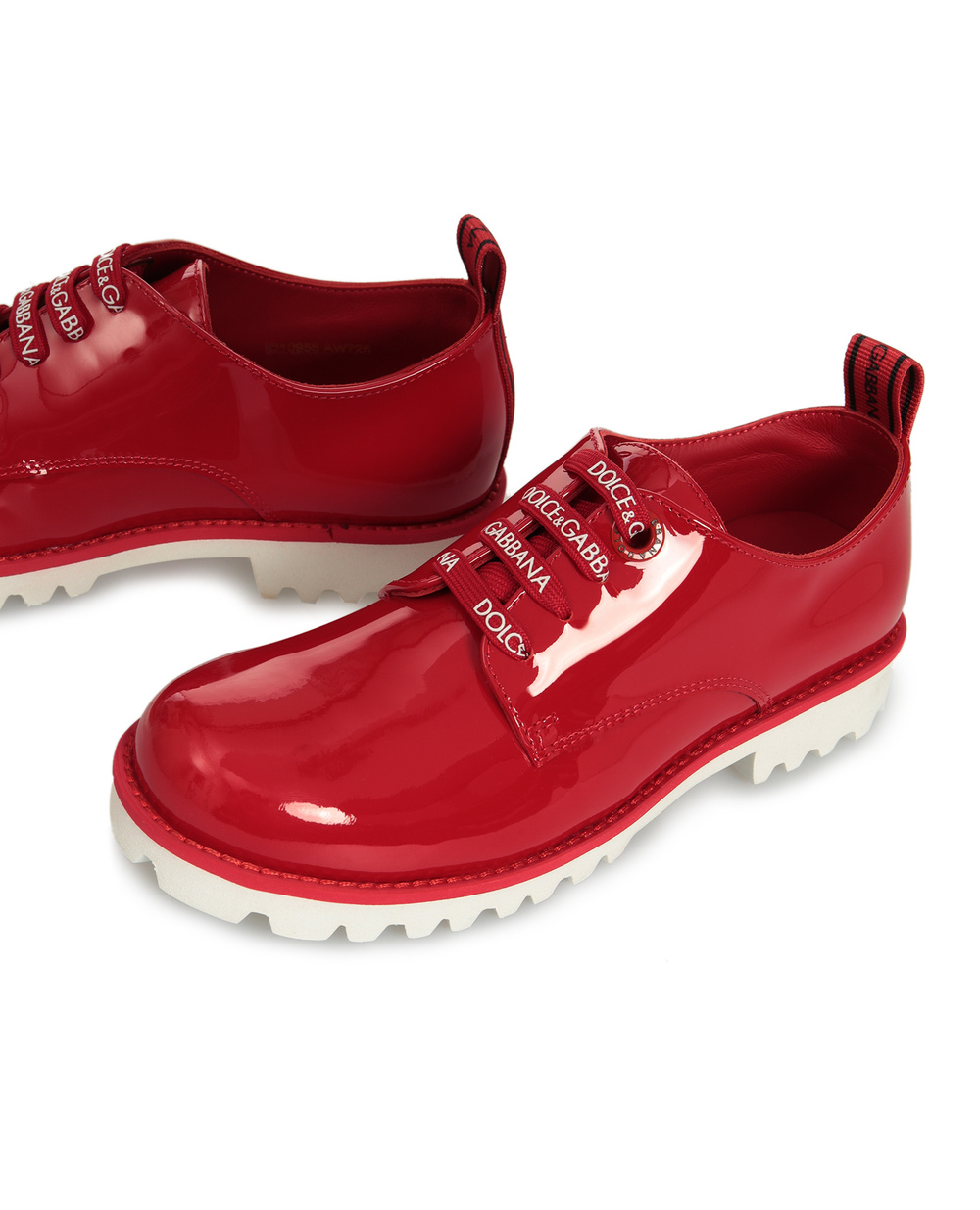 Детские кожаные дерби Dolce&Gabbana Kids D10955-AW725-L, красный цвет • Купить в интернет-магазине Kameron