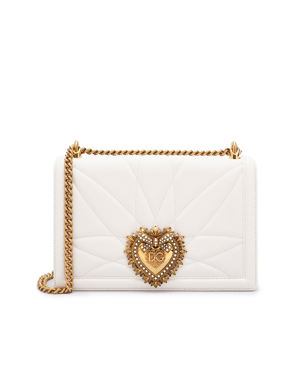 Кожаная сумка Devotion Large Dolce&Gabbana BB6651-AV967, белый цвет • Купить в интернет-магазине Kameron
