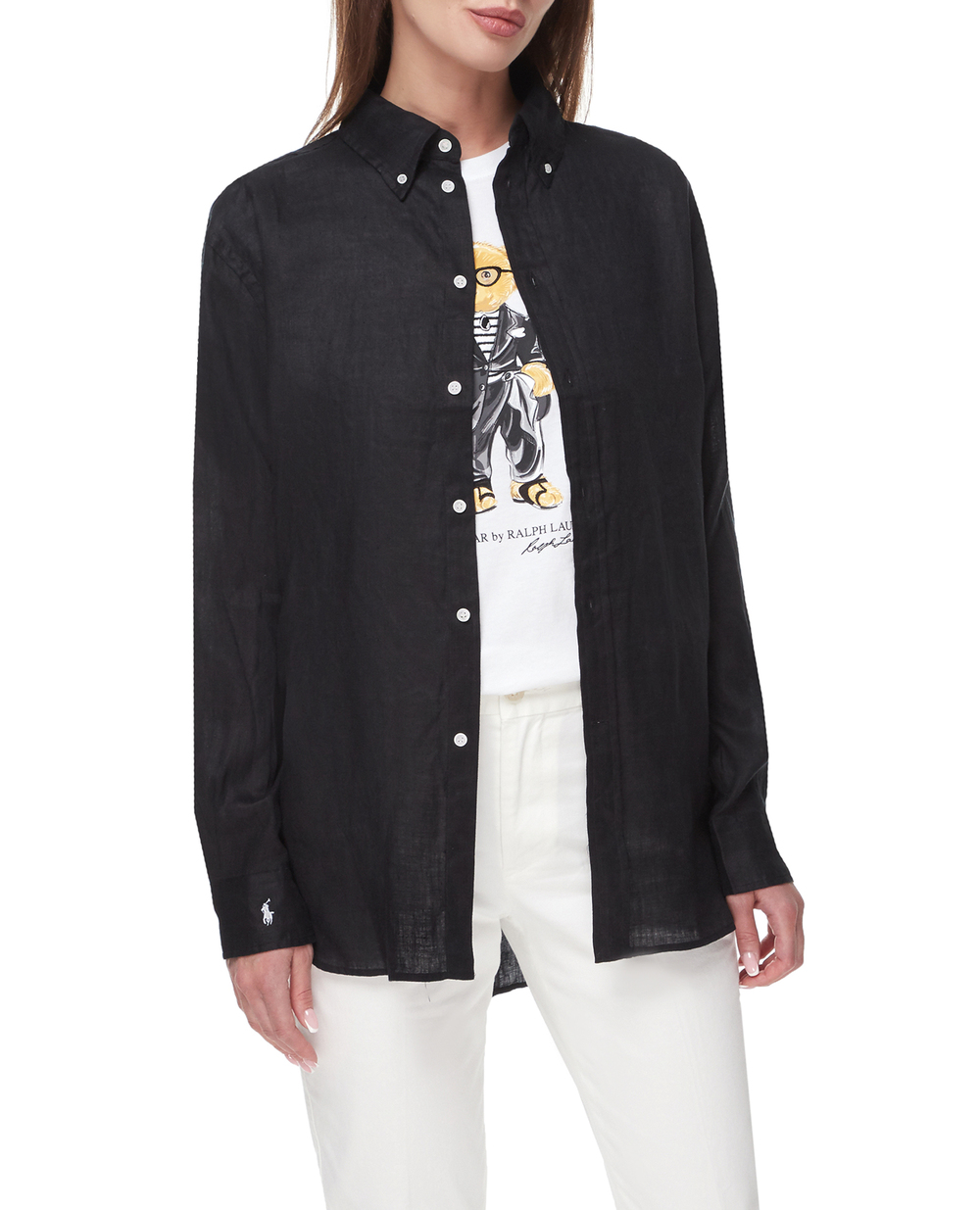 Льняна сорочка Polo Ralph Lauren 211892370009, чорний колір • Купити в інтернет-магазині Kameron