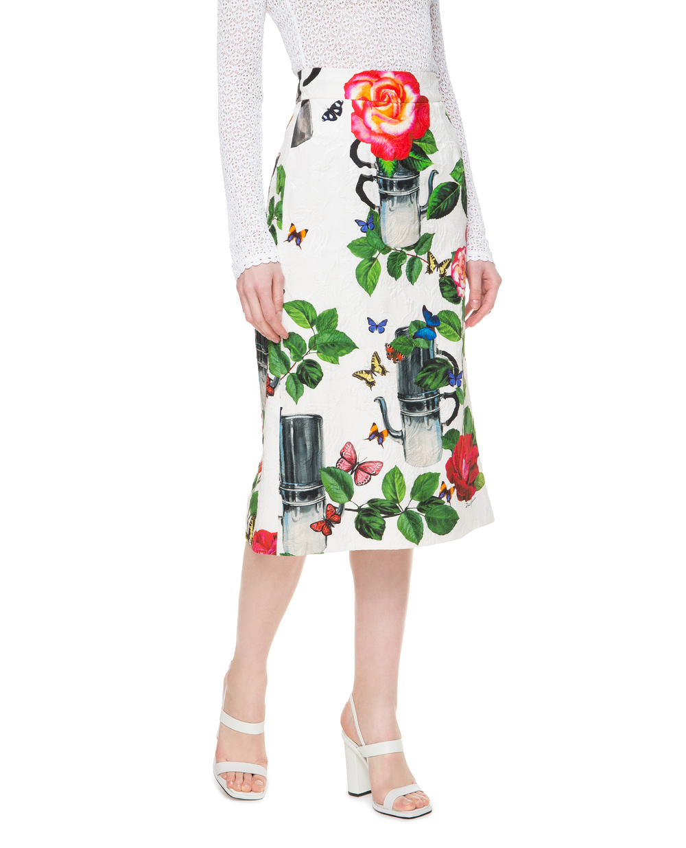 Жаккардовая юбка Dolce&Gabbana F4A8KT-HSMP3, белый цвет • Купить в интернет-магазине Kameron