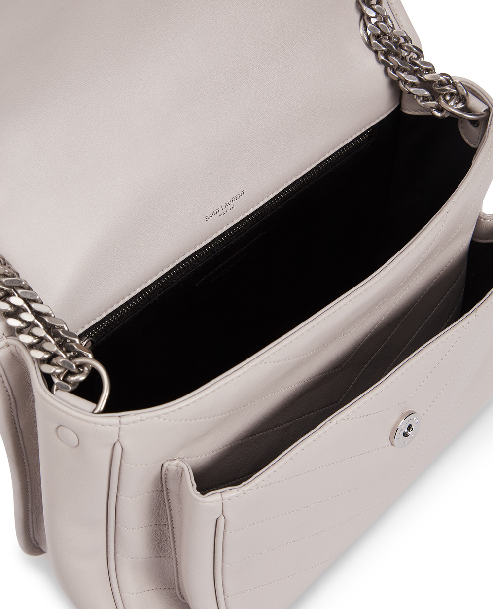 Кожаная сумка Niki Saint Laurent 498894-1EL06, серый цвет • Купить в интернет-магазине Kameron