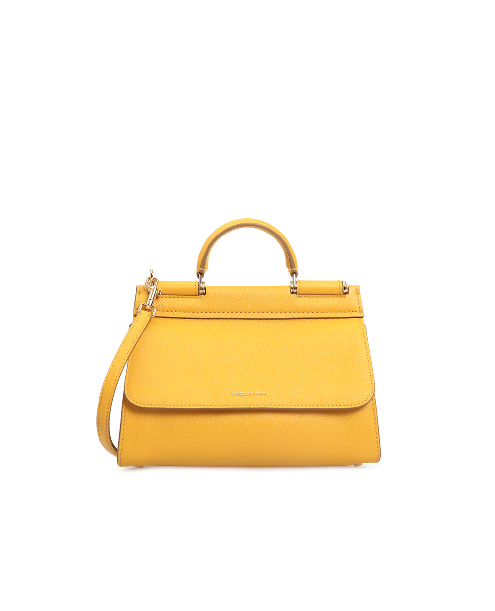 Кожаная сумка Sicily Soft Small Dolce&Gabbana BB6755-AA409, желтый цвет • Купить в интернет-магазине Kameron