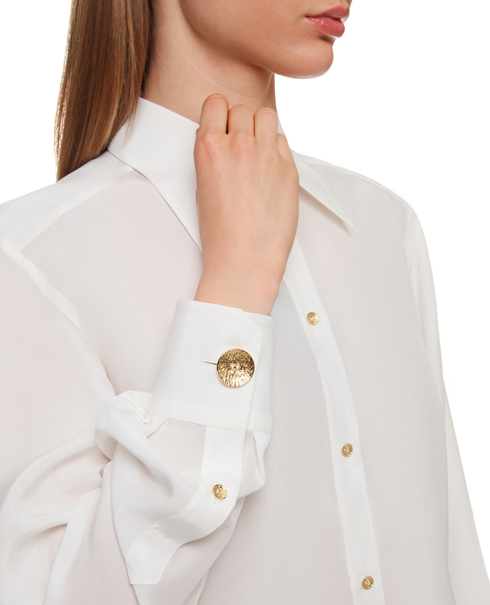 Шелковая рубашка Dolce&Gabbana F5N15T-FU1UJ, белый цвет • Купить в интернет-магазине Kameron