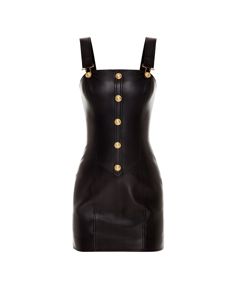 Кожаное платье Balmain XF1R5390LB24, черный цвет • Купить в интернет-магазине Kameron
