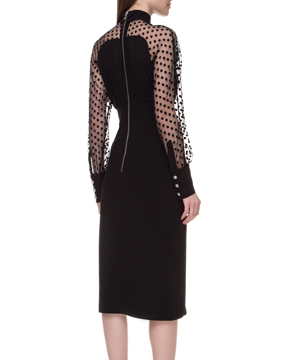 Шелковое платье Balmain SF06889X279, черный цвет • Купить в интернет-магазине Kameron
