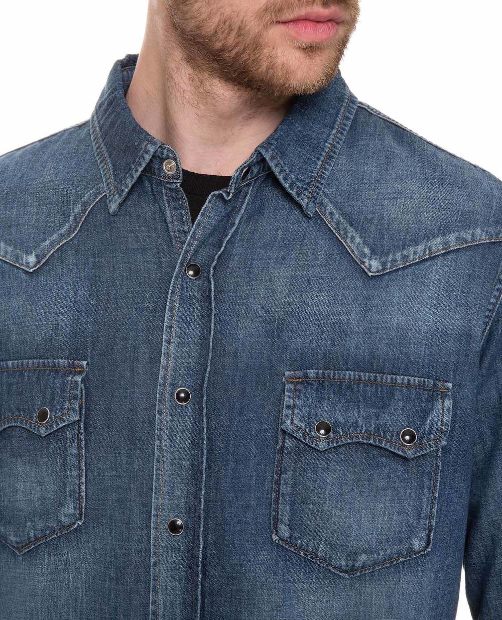 Джинсовая рубашка Saint Laurent 551376-Y880L, синий цвет • Купить в интернет-магазине Kameron
