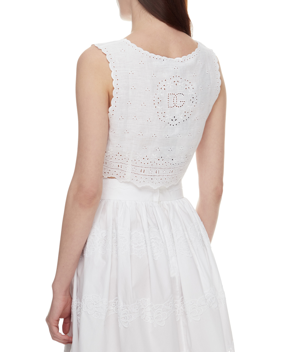 Льняной топ Dolce&Gabbana F8P76Z-FU4E3, белый цвет • Купить в интернет-магазине Kameron