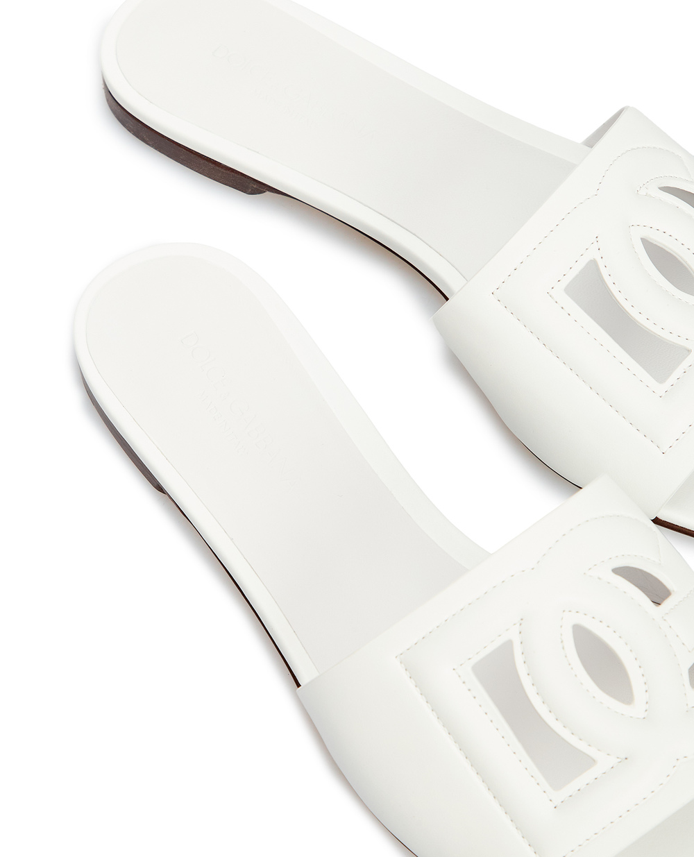 Кожаные мюли Dolce&Gabbana CQ0436-AY329, белый цвет • Купить в интернет-магазине Kameron