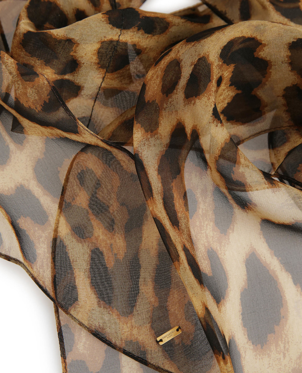 Шелковый шарф Saint Laurent 612218-3Y035, коричневый цвет • Купить в интернет-магазине Kameron