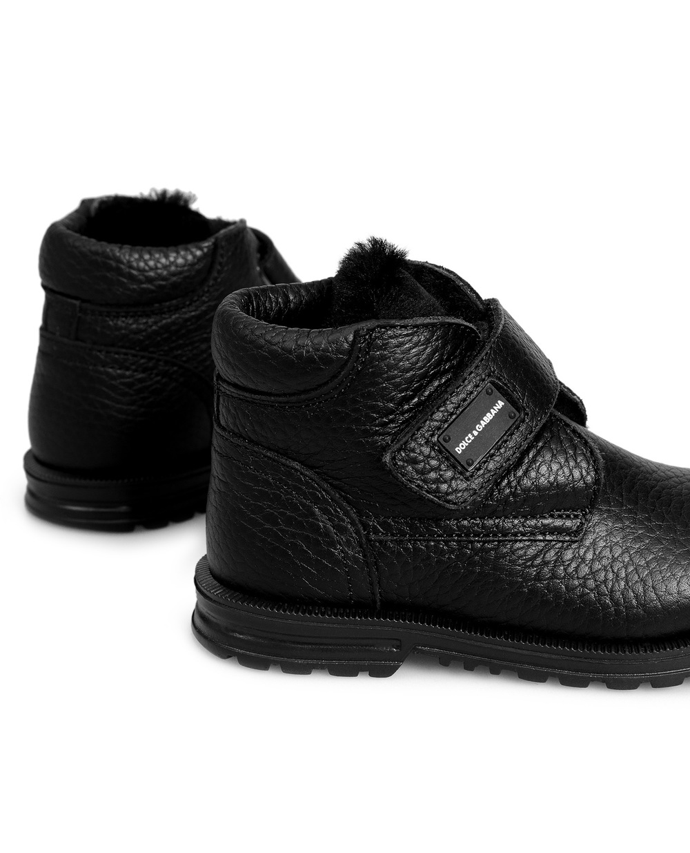 Детские кожаные ботинки Dolce&Gabbana Kids DL0023-AU492, черный цвет • Купить в интернет-магазине Kameron