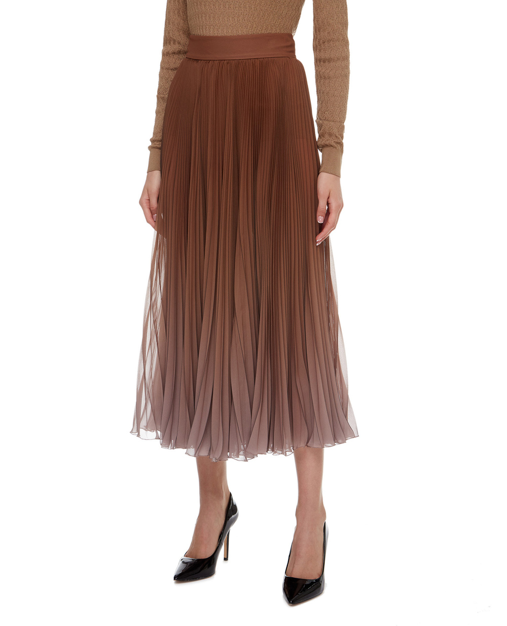 Юбка-плиссе Dolce&Gabbana F4BZOT-GDW12, коричневый цвет • Купить в интернет-магазине Kameron