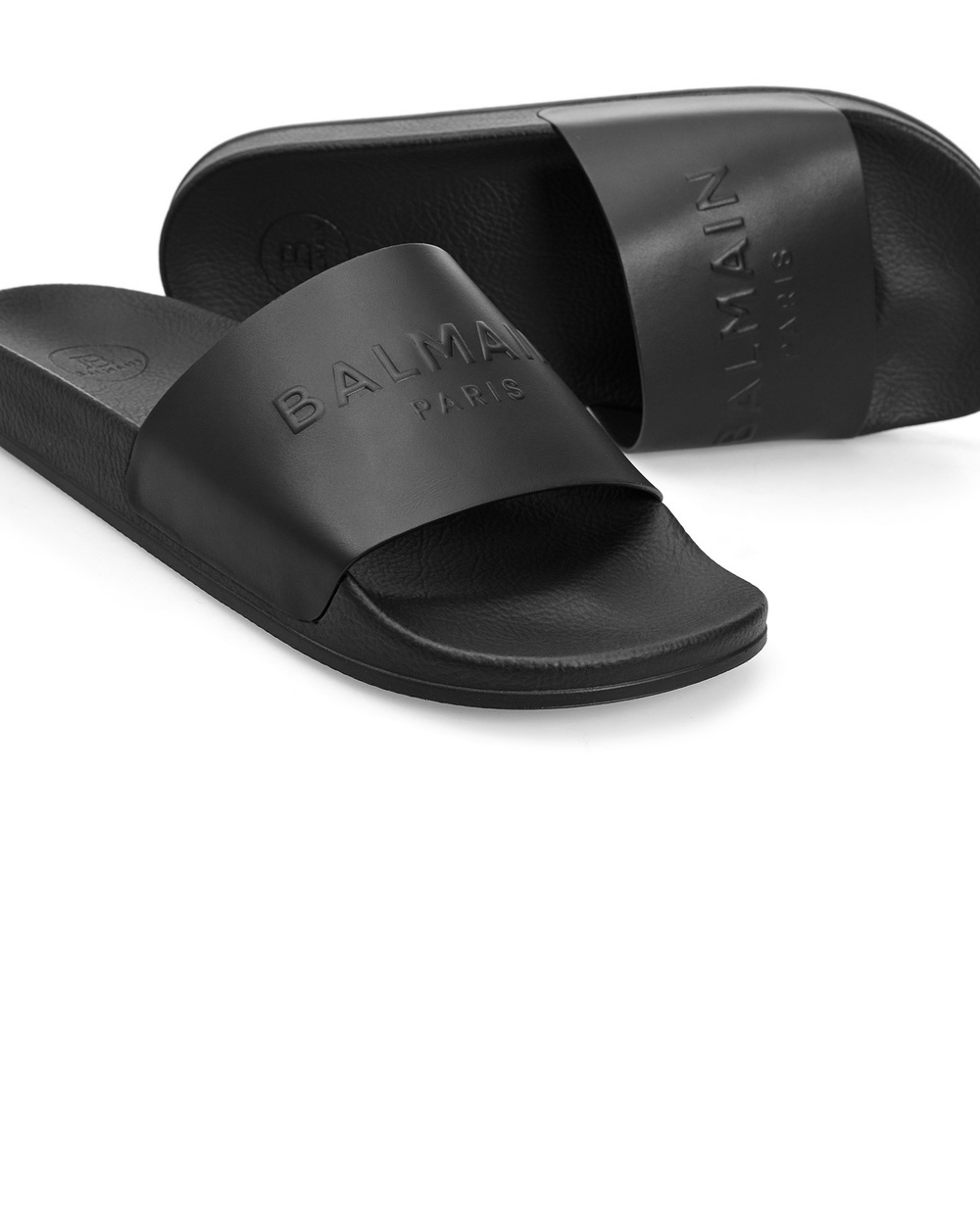 Кожаные слайдеры Balmain VM0UL264LMCF, черный цвет • Купить в интернет-магазине Kameron