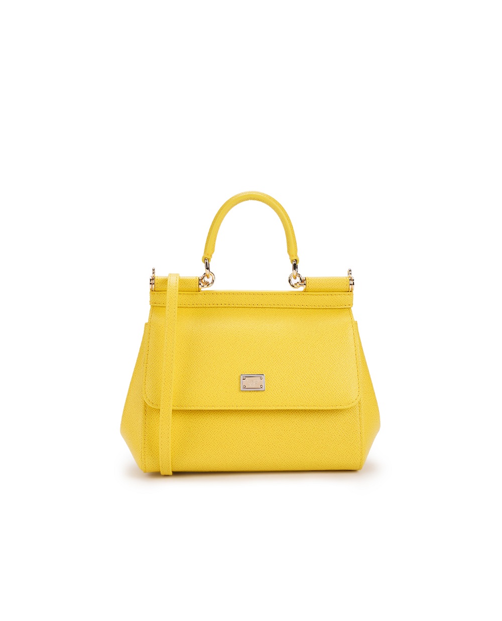 Кожаная сумка Sicily Medium Dolce&Gabbana BB6003-A1001, желтый цвет • Купить в интернет-магазине Kameron
