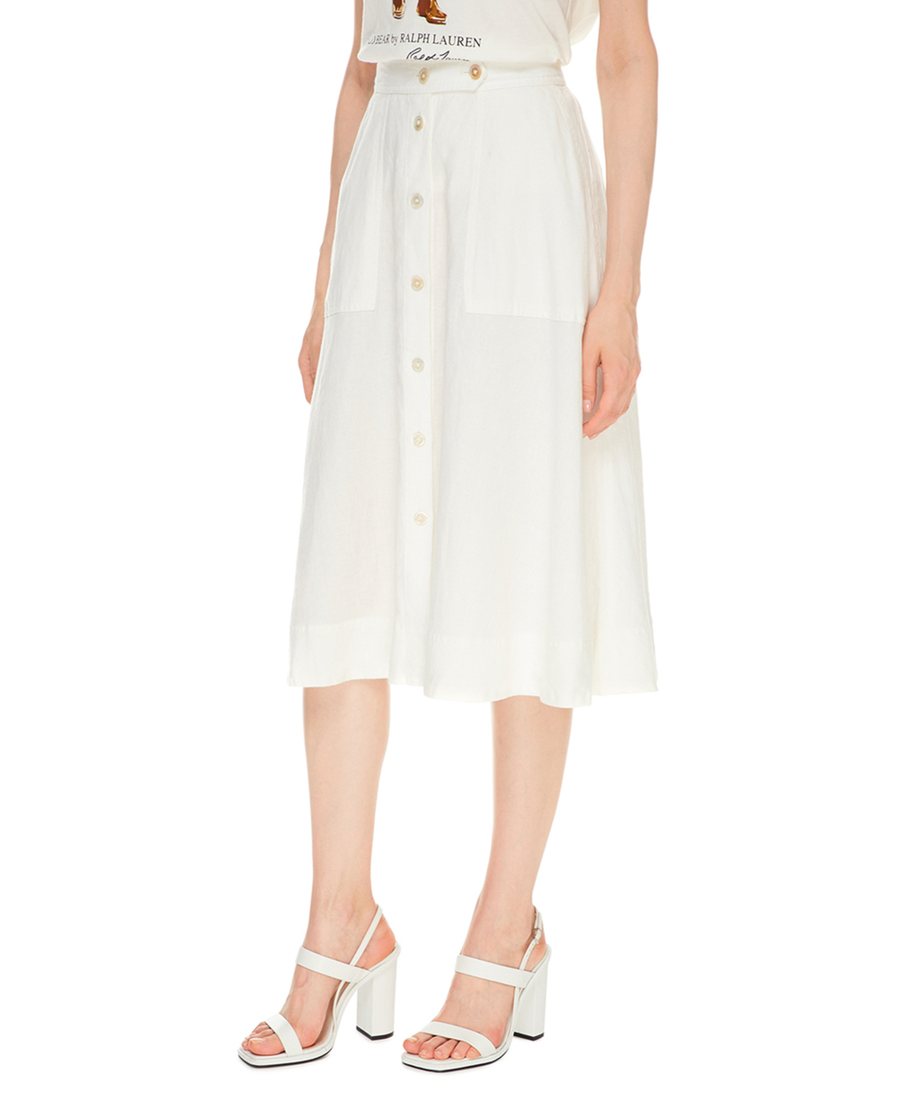 Лляна спідниця Polo Ralph Lauren 211837996001, білий колір • Купити в інтернет-магазині Kameron