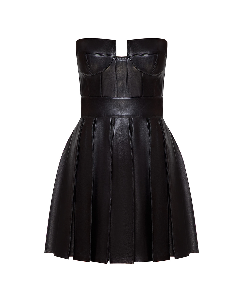 Кожаное платье Balmain WF1R1050L158, черный цвет • Купить в интернет-магазине Kameron