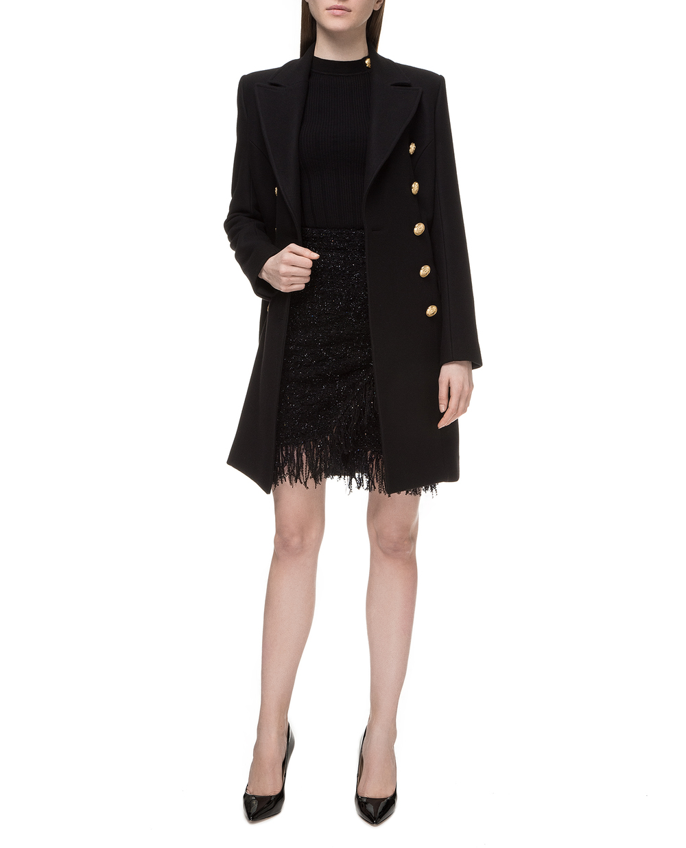 Твидовая юбка Balmain RF24607K326, черный цвет • Купить в интернет-магазине Kameron