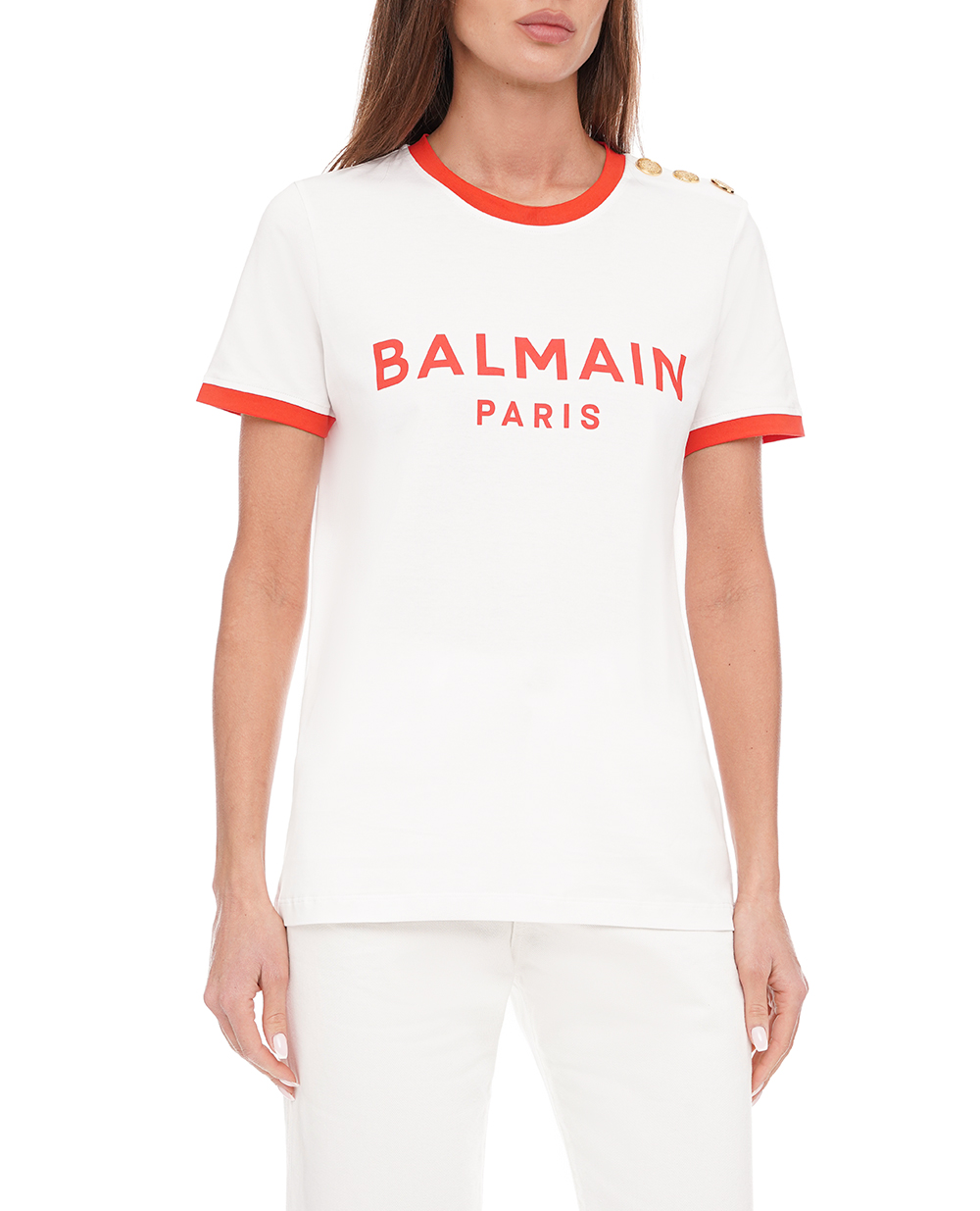 Футболка Balmain CF1EF006BB02, білий колір • Купити в інтернет-магазині Kameron