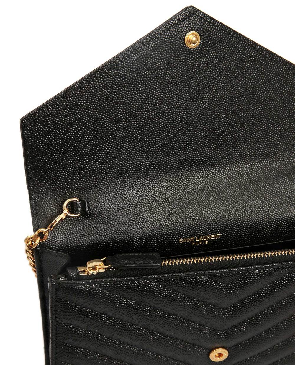 Кожаная сумка Envelope Saint Laurent 393953-BOW01-, черный цвет • Купить в интернет-магазине Kameron
