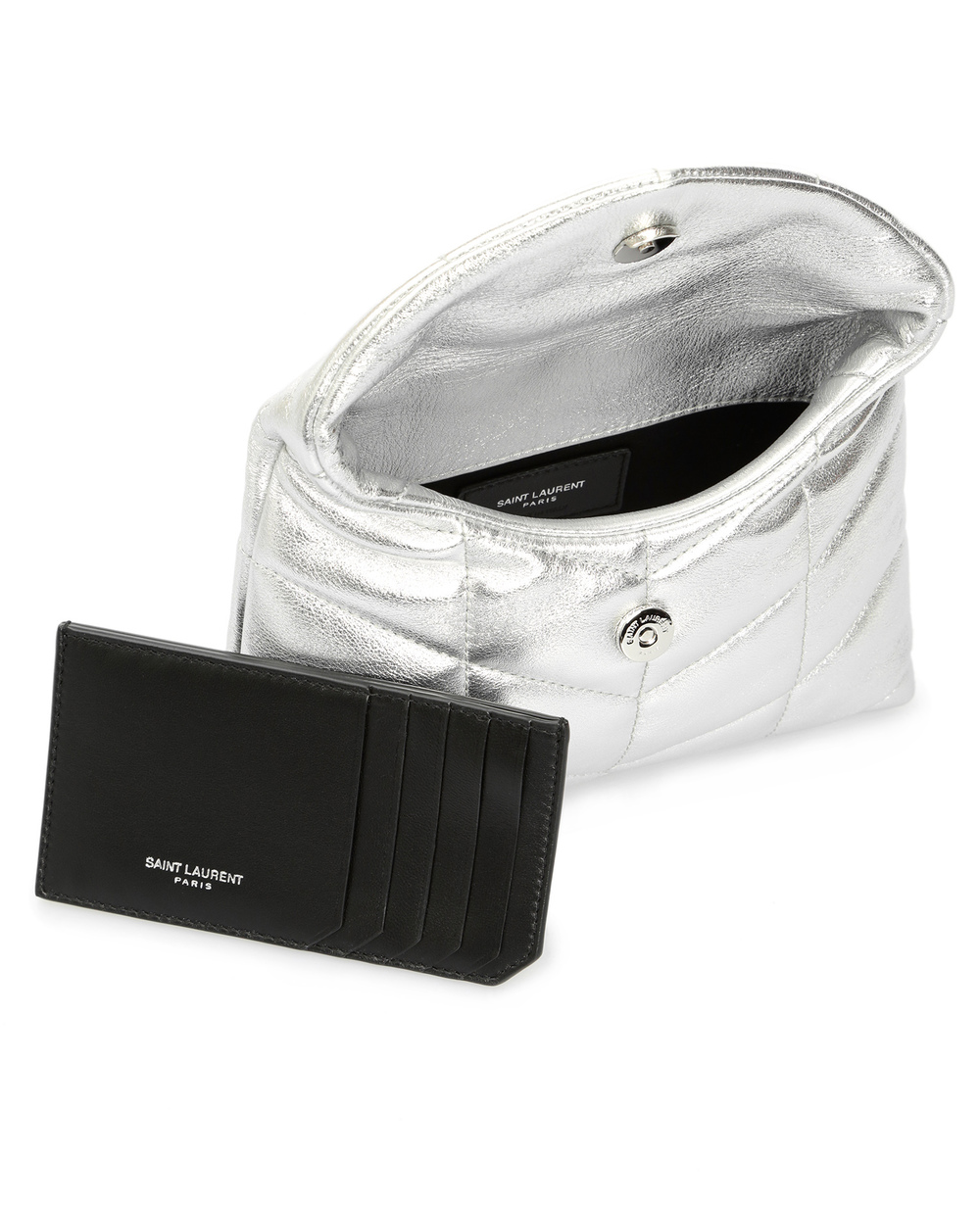 Шкіряна сумка Puffer small Saint Laurent 650880-AAAD5, срібний колір • Купити в інтернет-магазині Kameron