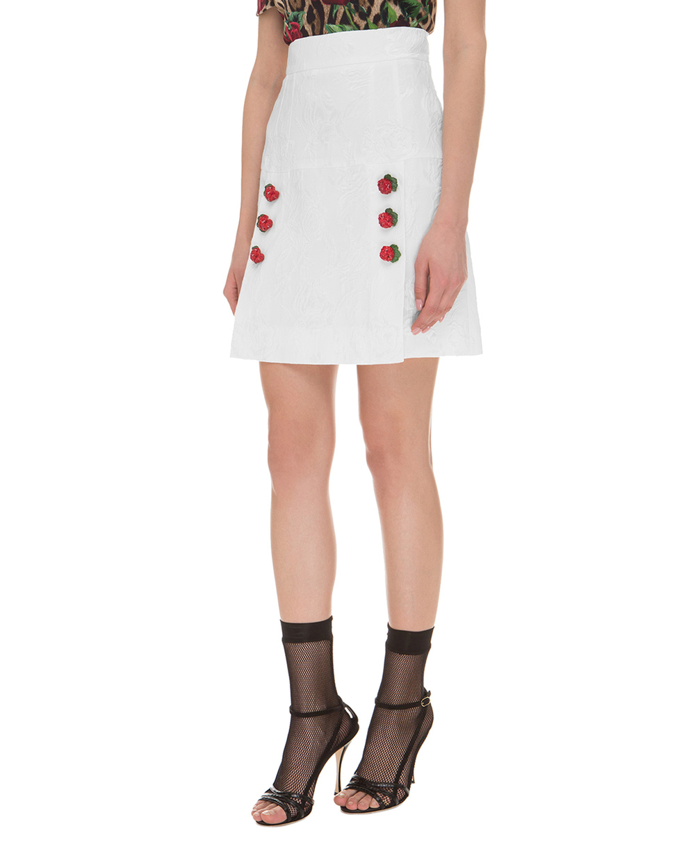 Жакардова спідниця Dolce&Gabbana F4A8DT-FJMO4, білий колір • Купити в інтернет-магазині Kameron