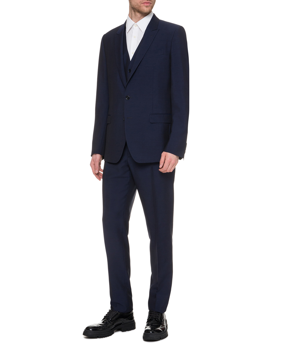 Шерстяной костюм Martini (пиджак, жилет, брюки) Dolce&Gabbana GK3XMT-FU3PU, темно-синий цвет • Купить в интернет-магазине Kameron