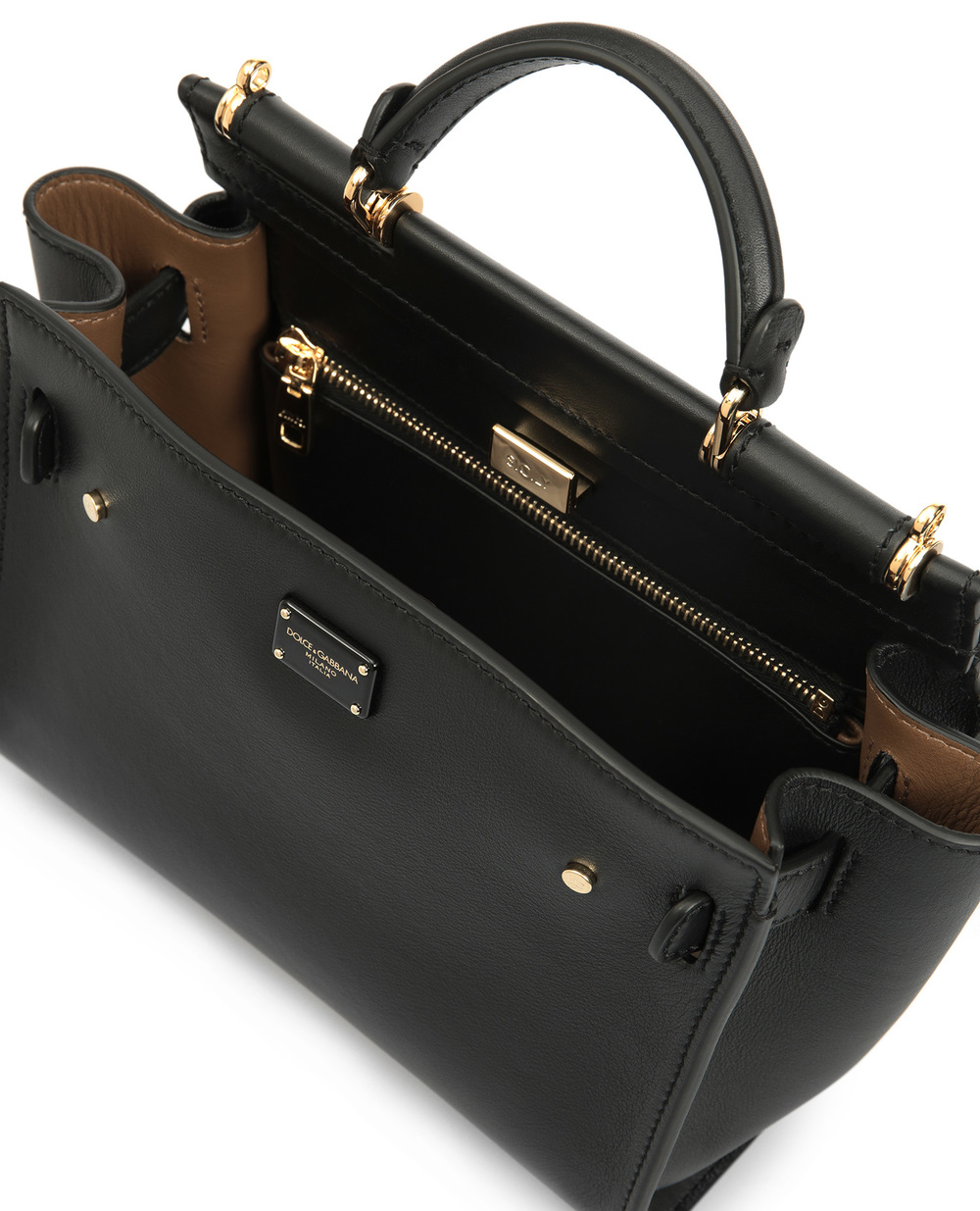 Кожаная сумка Sicily Dolce&Gabbana BB6960-AO041, черный цвет • Купить в интернет-магазине Kameron