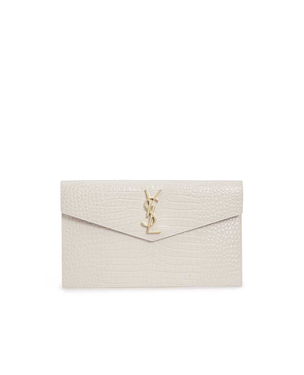 Кожаный клатч Uptown Saint Laurent 565739-DND0J, белый цвет • Купить в интернет-магазине Kameron