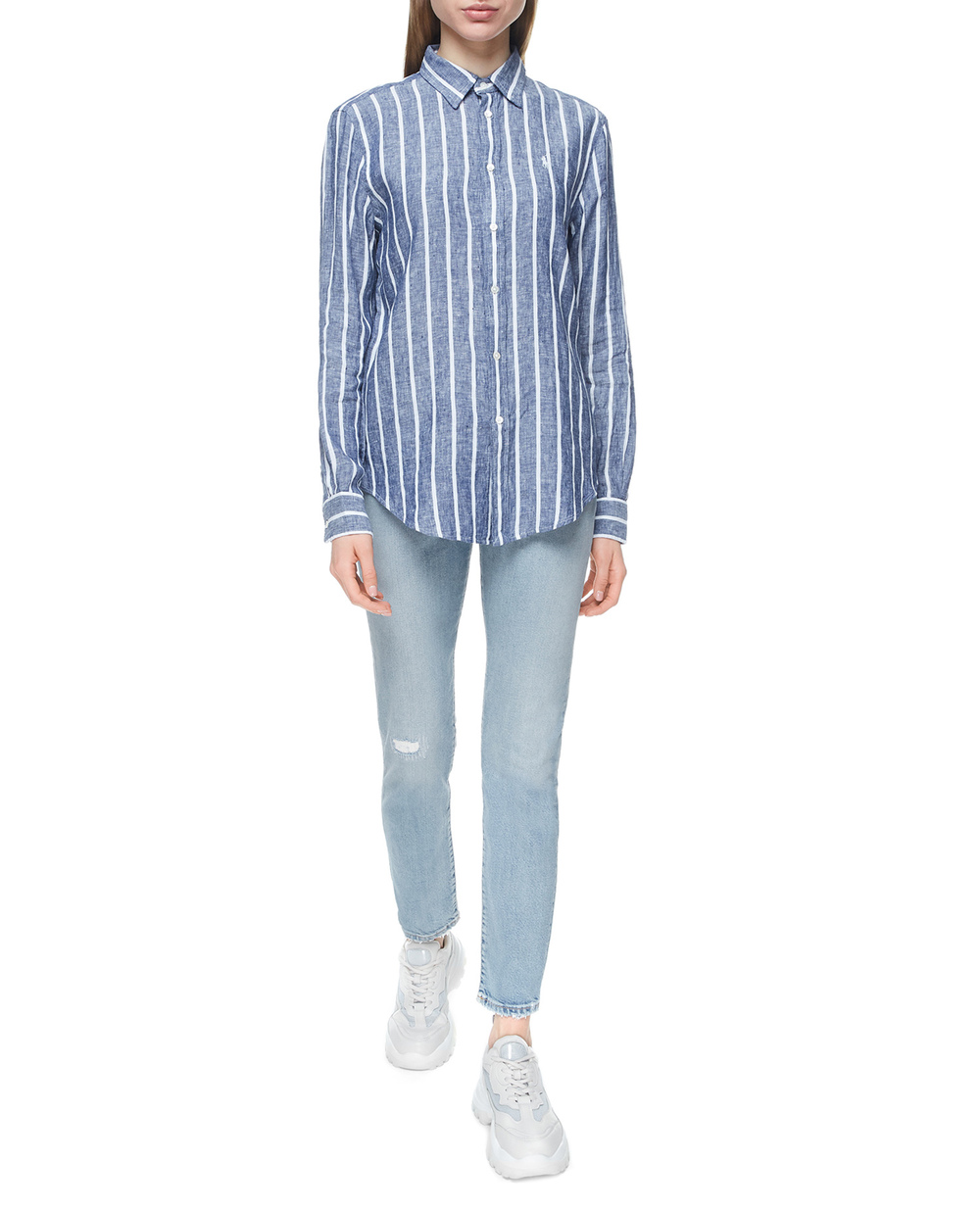 Льняная рубашка Polo Ralph Lauren 211780668009, синий цвет • Купить в интернет-магазине Kameron