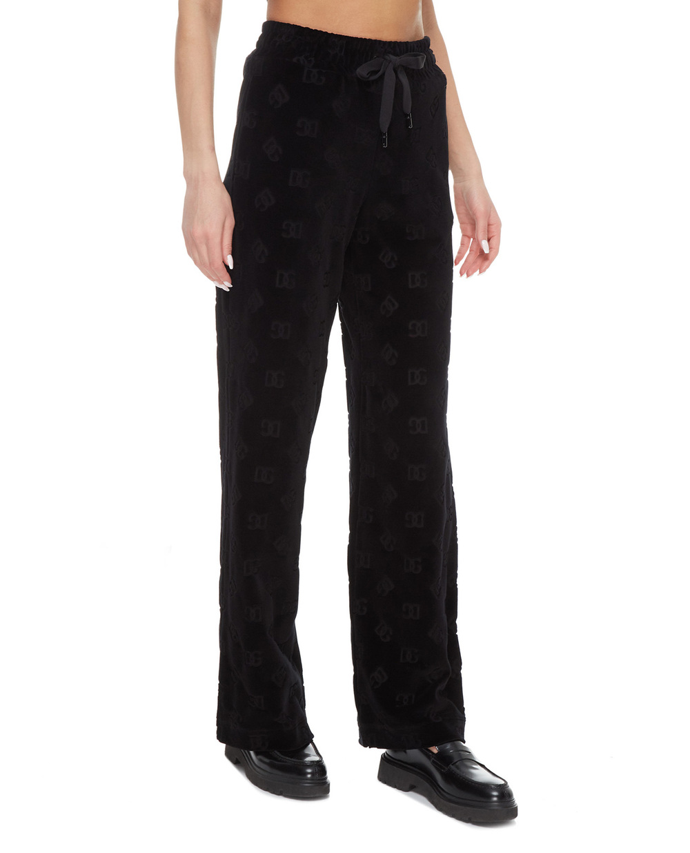 Велюровые спортивные брюки Dolce&Gabbana FTCKJT-FJ7DL, черный цвет • Купить в интернет-магазине Kameron