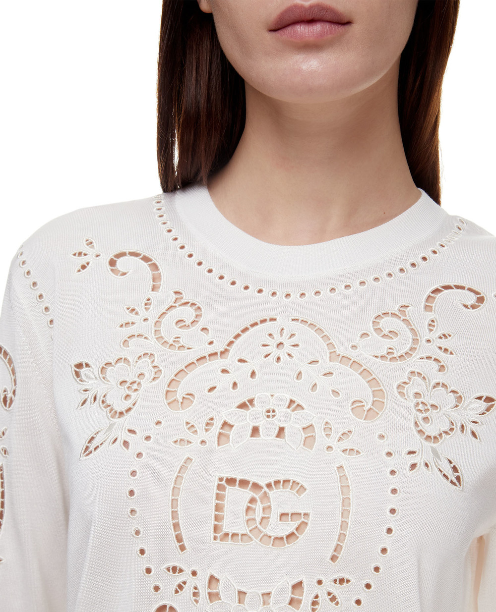 Шовковий джемпер Dolce&Gabbana FX274Z-JASPY, білий колір • Купити в інтернет-магазині Kameron