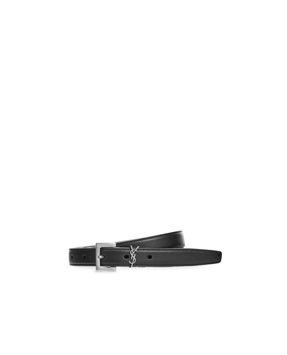 Шкіряний ремінь Saint Laurent 554465-BOO0E, чорний колір • Купити в інтернет-магазині Kameron