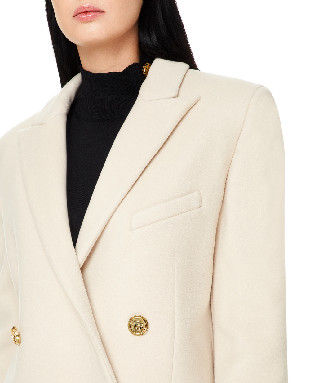 Шерстяное пальто Balmain UF07318W006, бежевый цвет • Купить в интернет-магазине Kameron