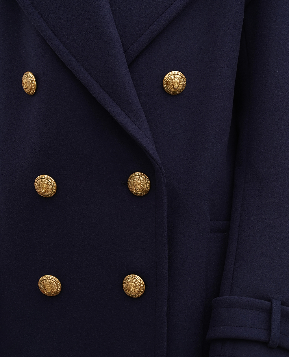 Вовняне пальто Balmain BF1UD095WB72, темно синій колір • Купити в інтернет-магазині Kameron