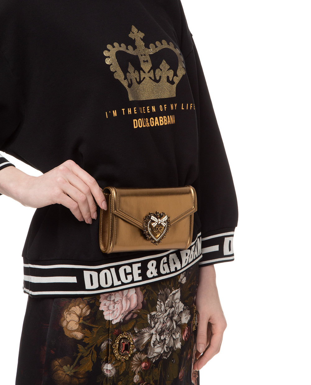 Кожаная поясная сумка Devotion Dolce&Gabbana BB6706-A1016, золотой цвет • Купить в интернет-магазине Kameron