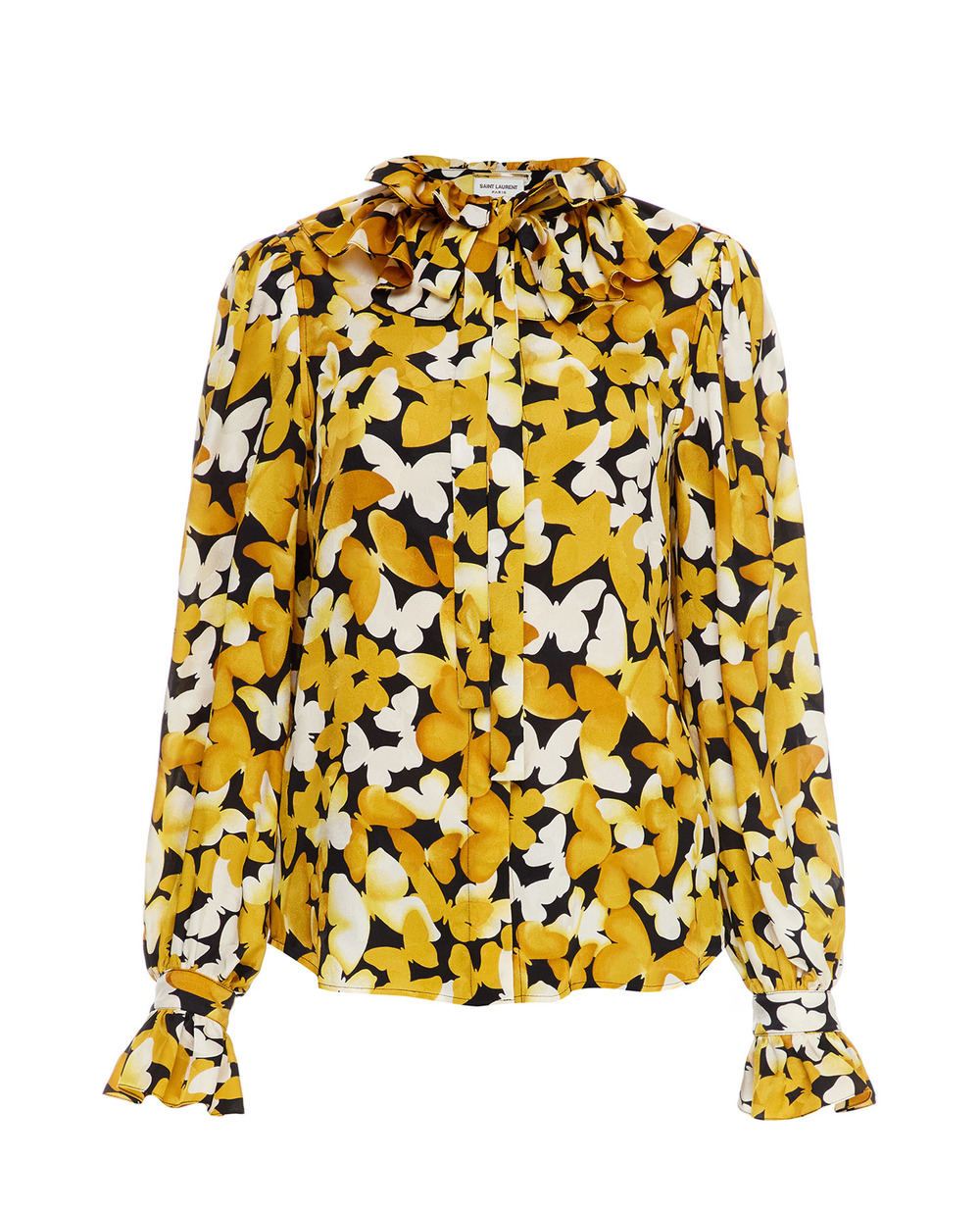 Шелковая блуза Saint Laurent 655326-Y6C13, желтый цвет • Купить в интернет-магазине Kameron