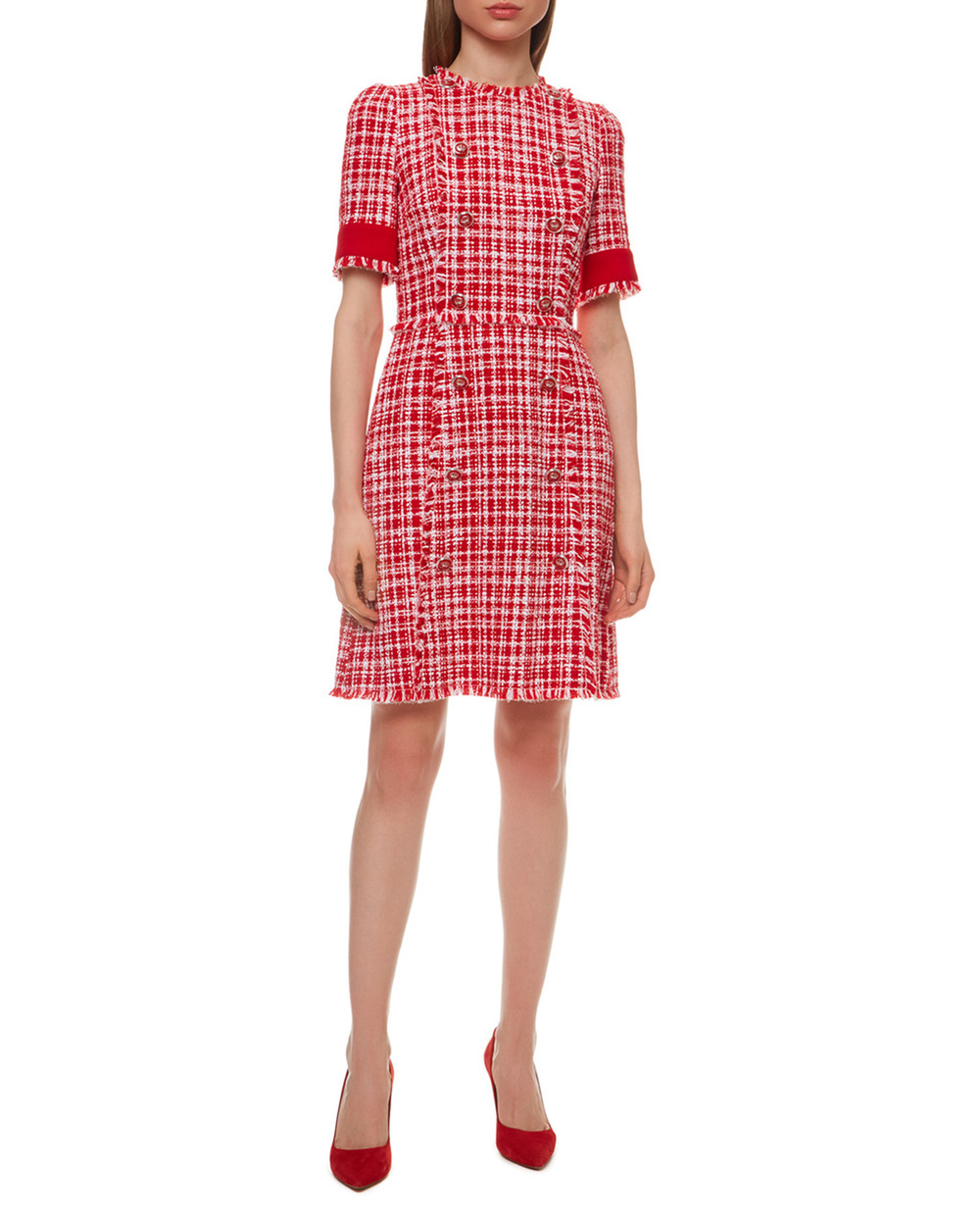 Твидовое платье Dolce&Gabbana F6J0JT-FMMFR, красный цвет • Купить в интернет-магазине Kameron