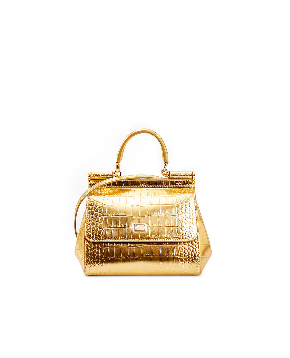 Кожаная сумка Sicily Dolce&Gabbana BB6003-AJ244, золотой цвет • Купить в интернет-магазине Kameron