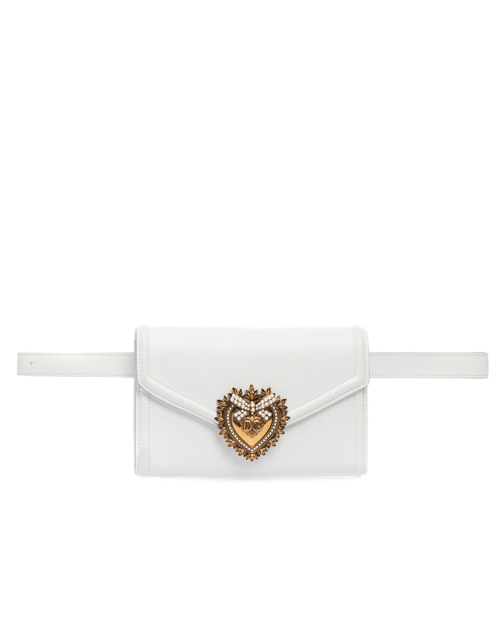 Кожаная поясная сумка Devotion Dolce&Gabbana BB6706-AV893, белый цвет • Купить в интернет-магазине Kameron