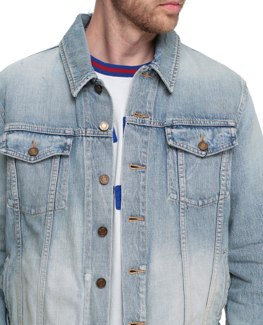 Джинсовая куртка Saint Laurent 627584-Y820L, голубой цвет • Купить в интернет-магазине Kameron