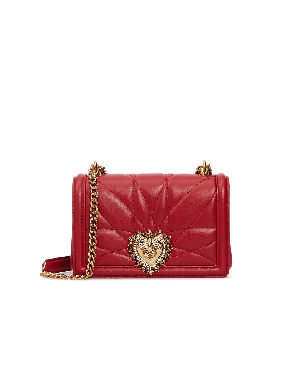 Кожаная сумка Devotion mini Dolce&Gabbana BB6880-AV967, красный цвет • Купить в интернет-магазине Kameron
