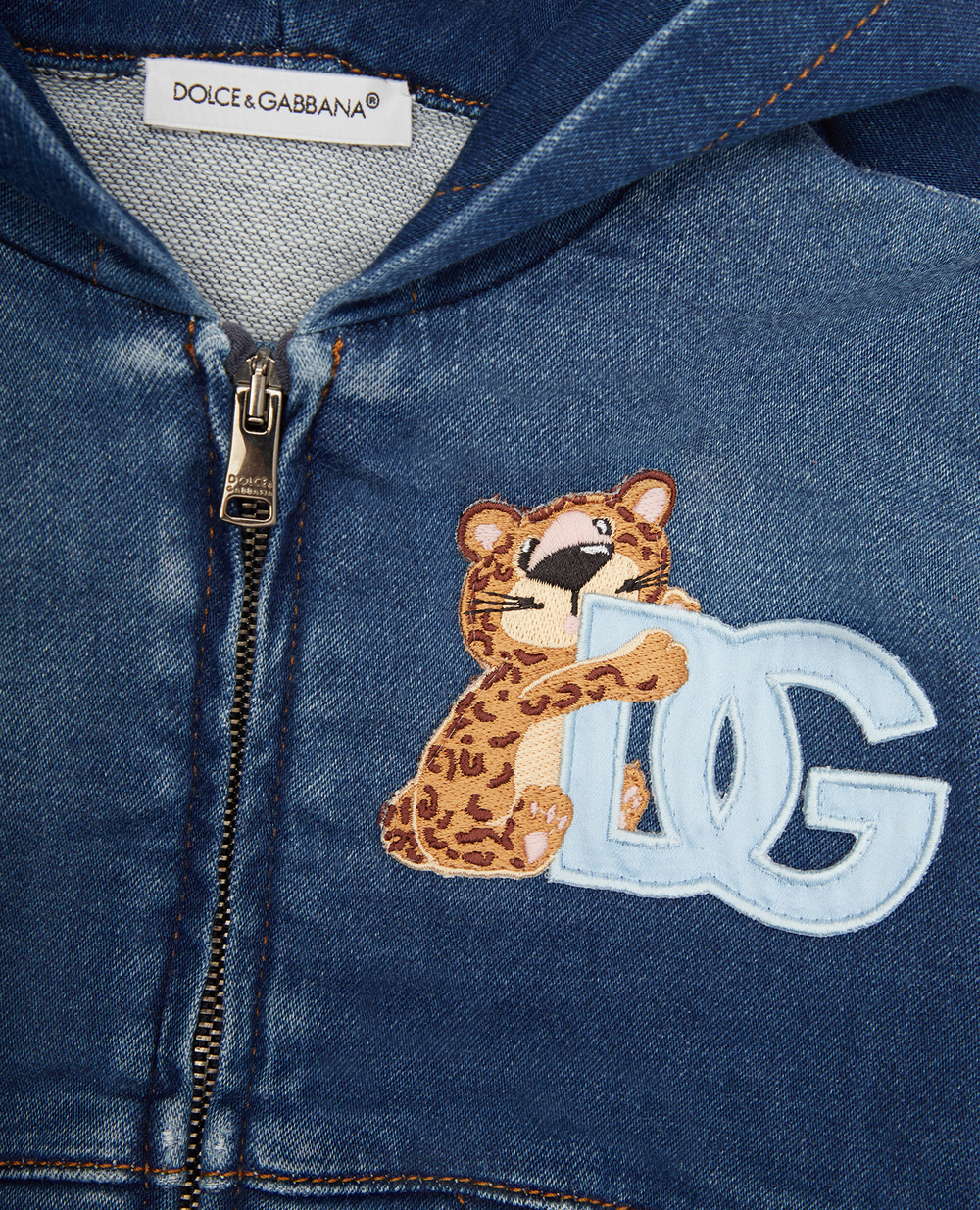 Детское джинсовое худи (костюм) Dolce&Gabbana Kids L1JWGI-G7HX4, синий цвет • Купить в интернет-магазине Kameron