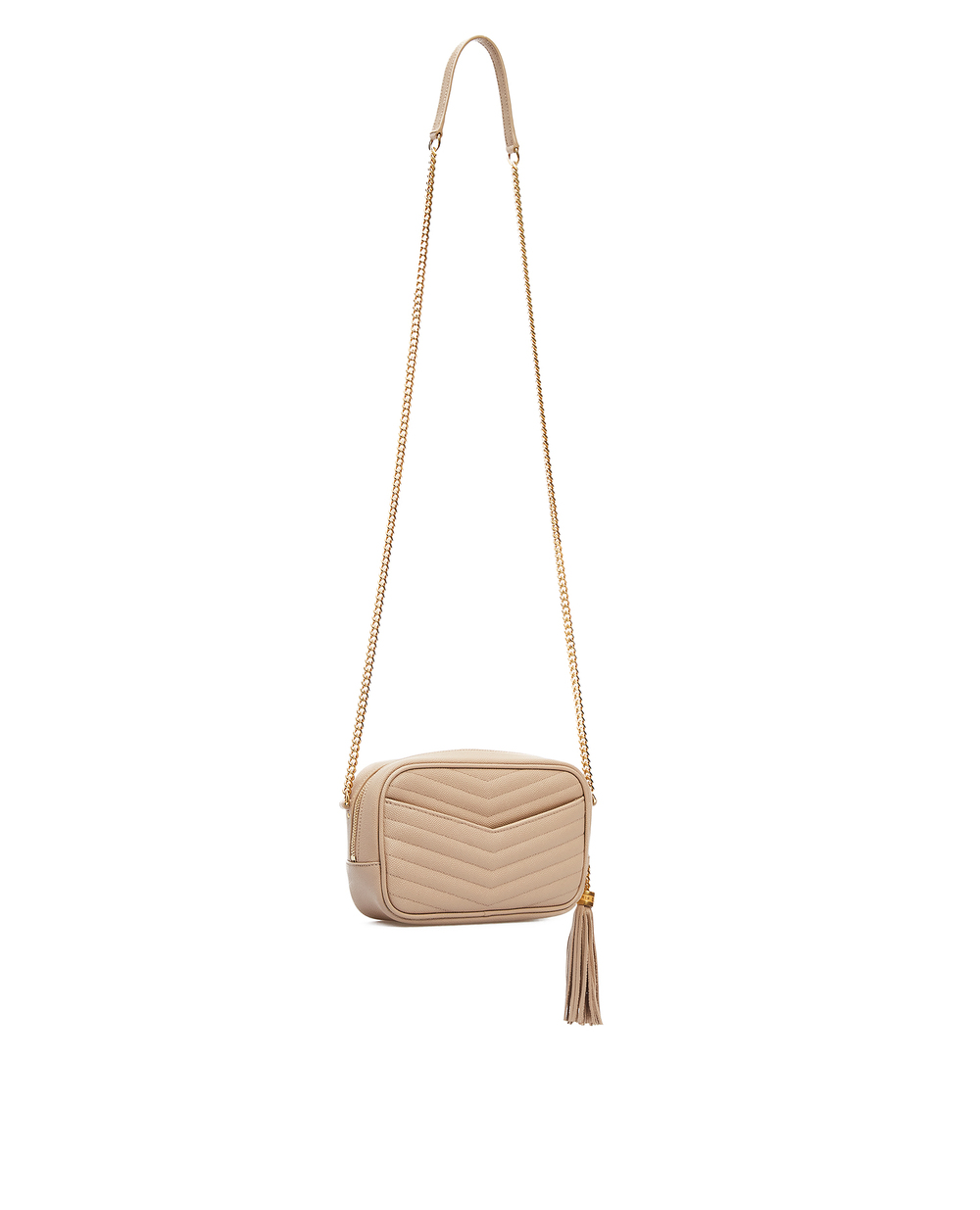 Кожаная сумка Lou mini Saint Laurent 612579-1GF01, бежевый цвет • Купить в интернет-магазине Kameron